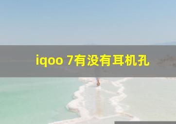 iqoo 7有没有耳机孔